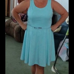 Light Teal Sleeveless Dress with Belt